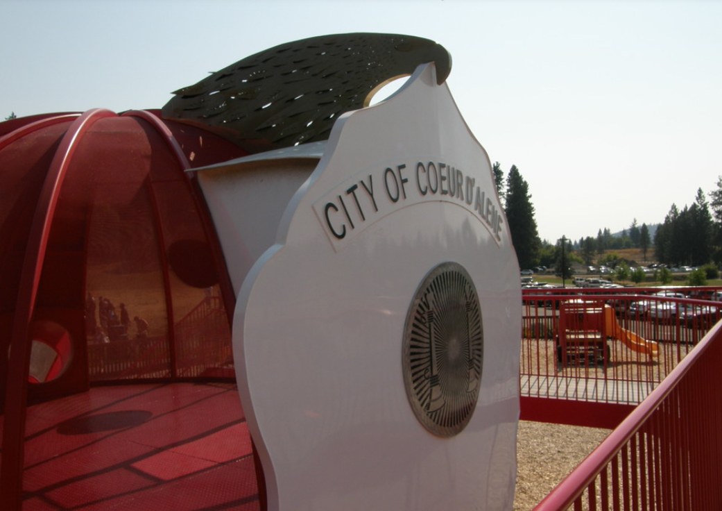 Fire-helmet themed playground, Coeur d'Alene, Idaho